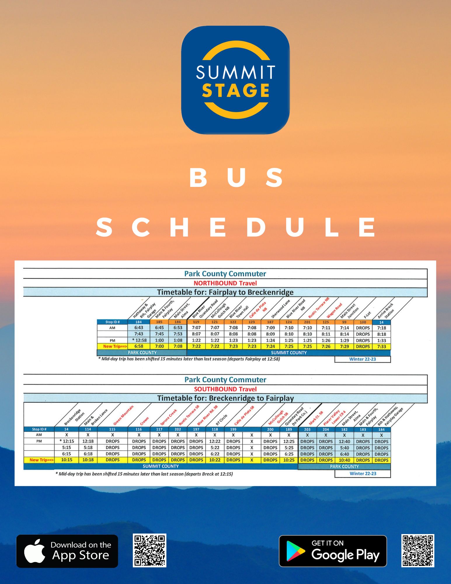 Summit Stage Park County Schedule